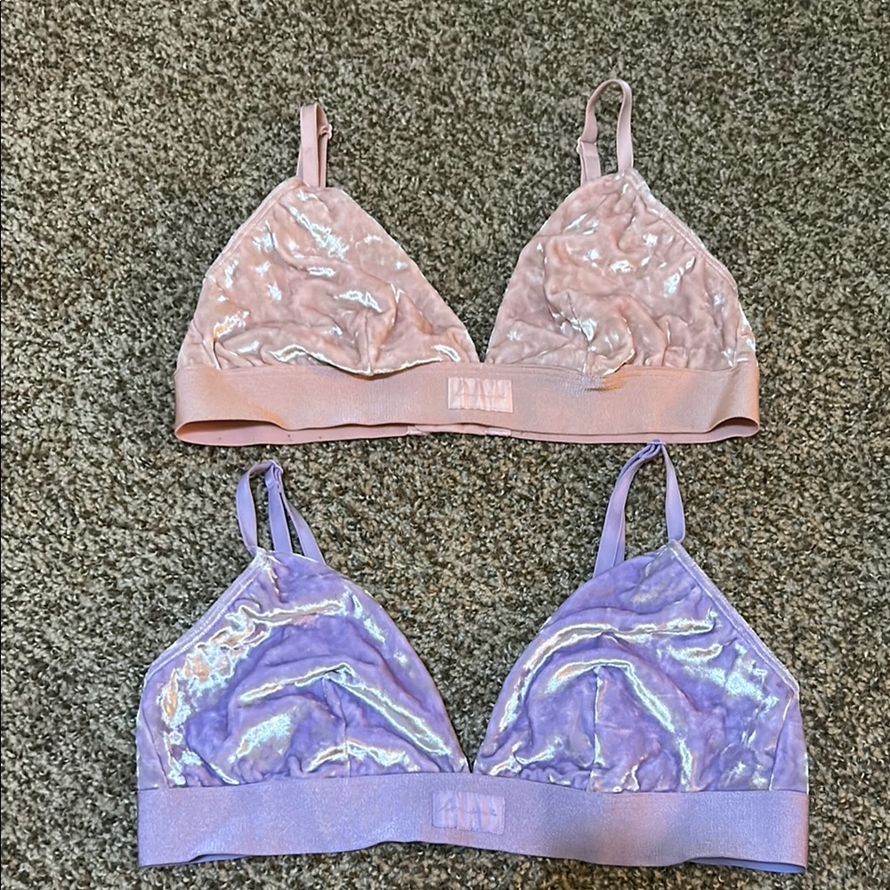 Lavender and Pink Velvet Bralette Set
